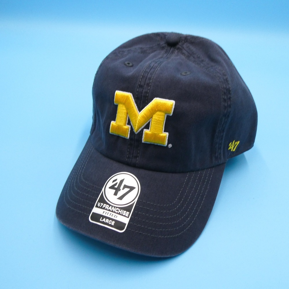 '47 Brand Hat Mens Large Franchise Michigan Wolverines Navy Blue Cotton Fitted